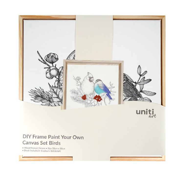 Uniti Framed DIY Paint Your Own Canvas Kit Birds, , hi-res