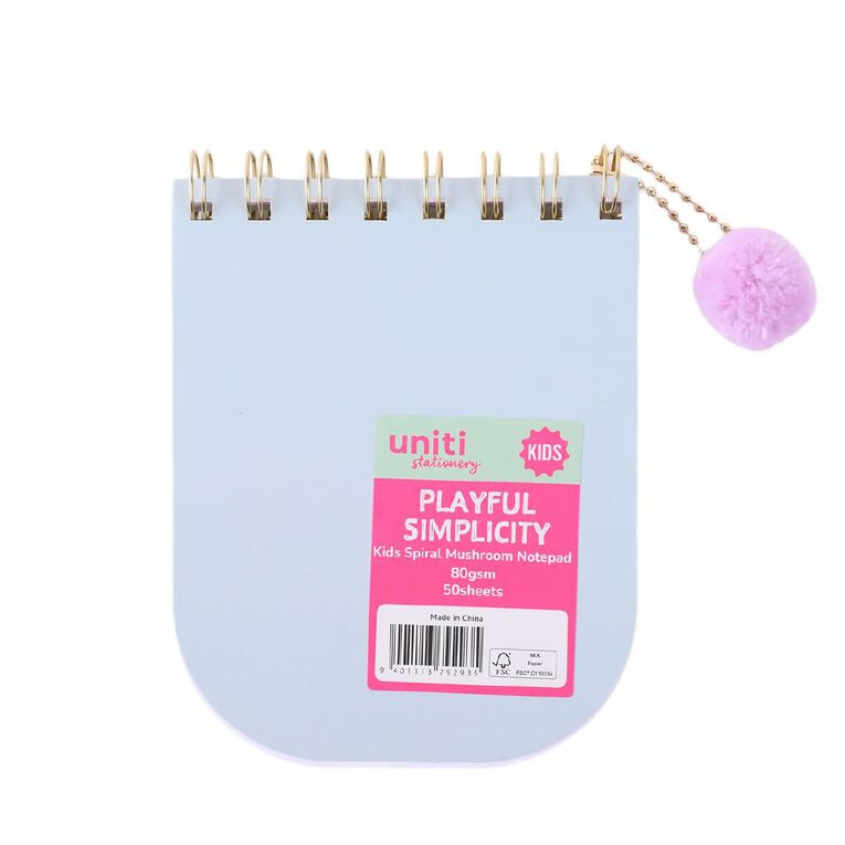 Uniti Kids Playful Simplicity Spiral Mushroom Notepad, , hi-res