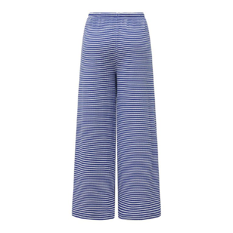 H&H Women's Rib Drawcord Wide Leg Pants, Blue Mid, hi-res