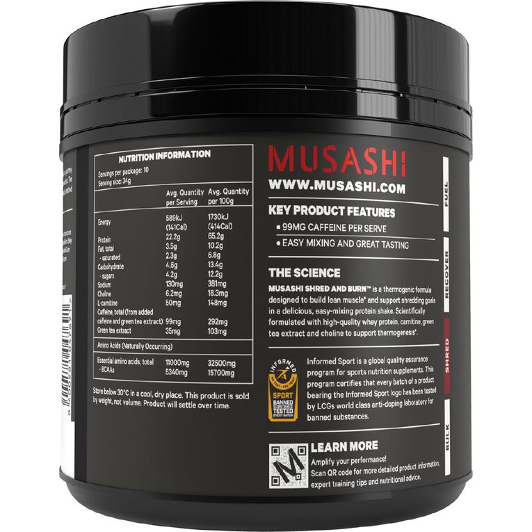 Musashi Shred & Burn Chocolate 340g, , hi-res
