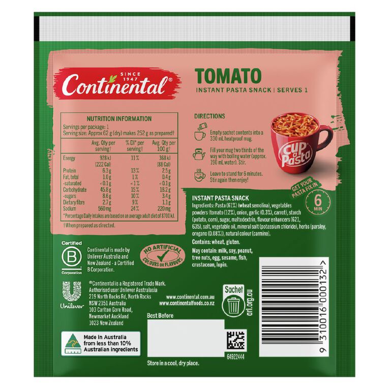 Continental Cup A Pasta Tomato 62g, , hi-res