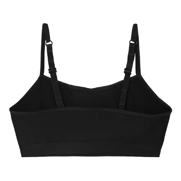 H&H Girls' Essential Seamfree Crop 2 Pack, Black/White, hi-res