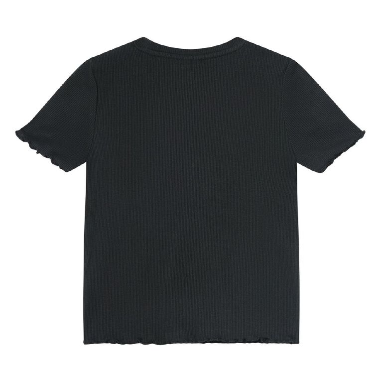 Young Original Short Sleeve Rib Top, Black, hi-res