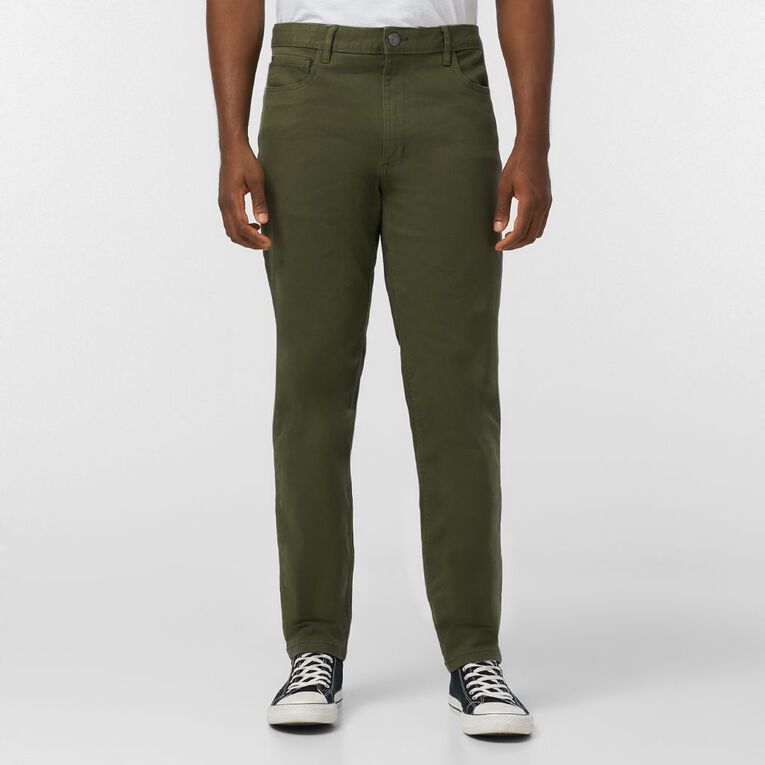 H&H Men's coloured tapered jeans, Green Dark, hi-res