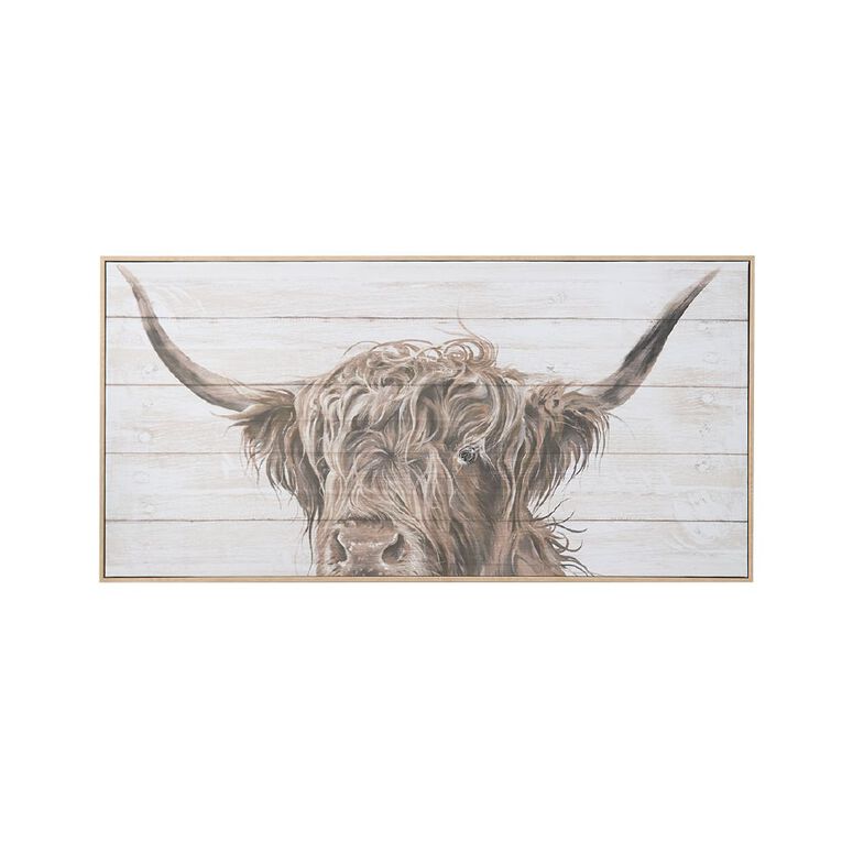Living & Co Rustic Highland Cow 100cm x 50cm, , hi-res