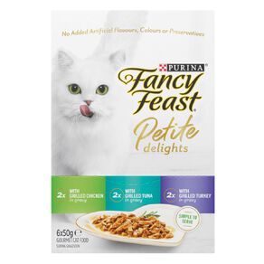 Fancy Feast Petite Delights Chicken Turkey Tuna Variety Pack 6x50g