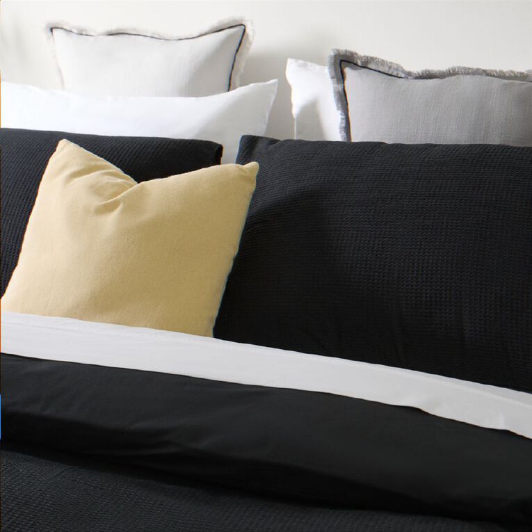 Maison d'Or Duvet Cover Set Luxury Waffle Black King, , hi-res