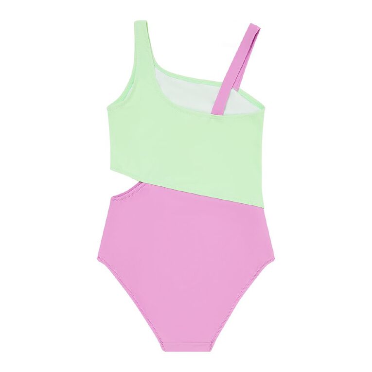 Young Original One Piece Colour Block Swimsuit, Purple Mid, hi-res