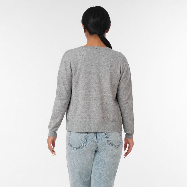 H&H Women's Essential Cardigan, Grey Marle, hi-res