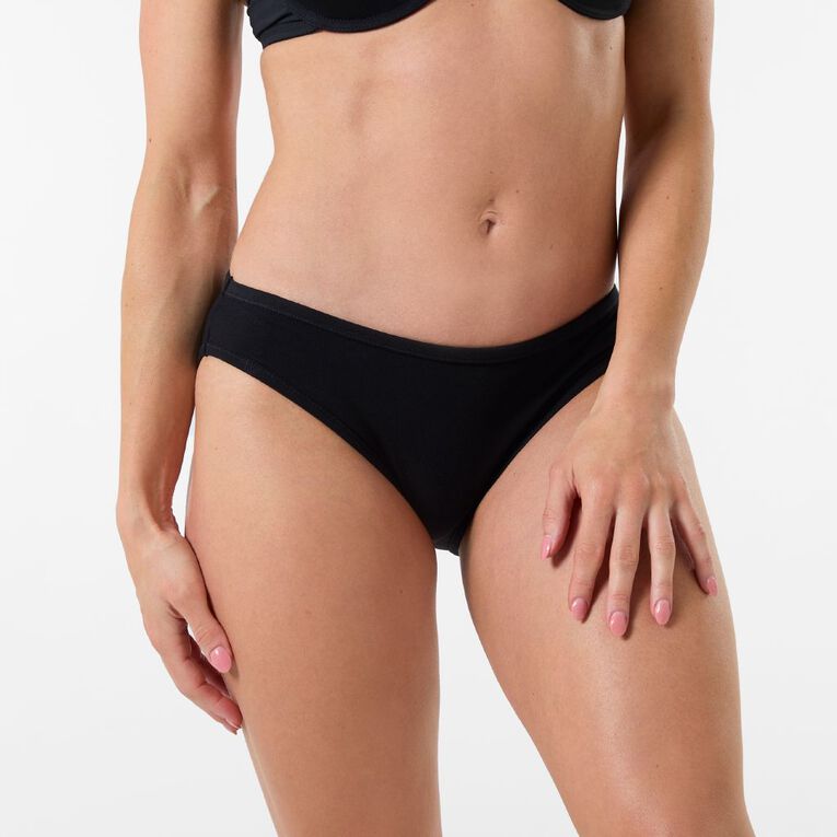 H&H Women's Cotton Comfort Bikini Briefs, Black, hi-res