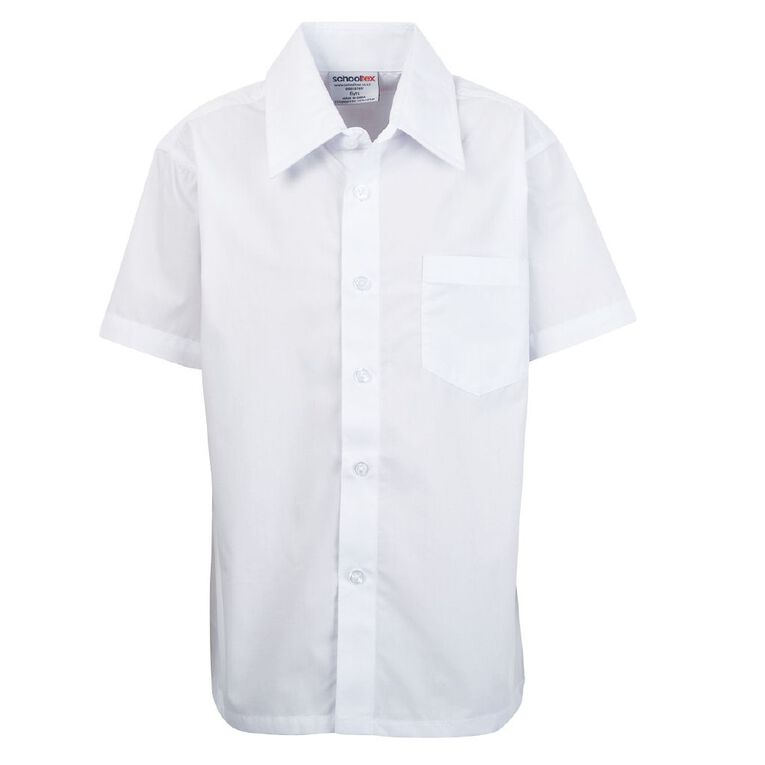 Schooltex Boys' Short Sleeve Shirt with Fused Collar, White, hi-res