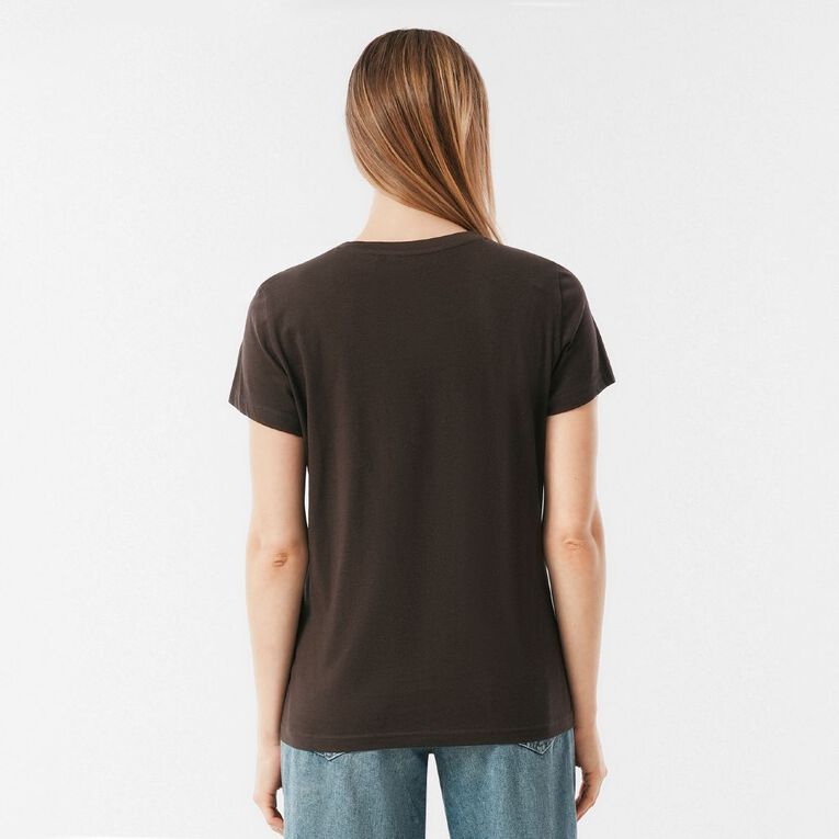 H&H Women's Short Sleeve V-Neck Tee, Brown Dark, hi-res