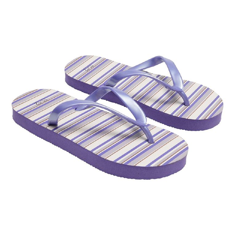 Young Original Senior Kids' Printed Jandals, Purple, hi-res