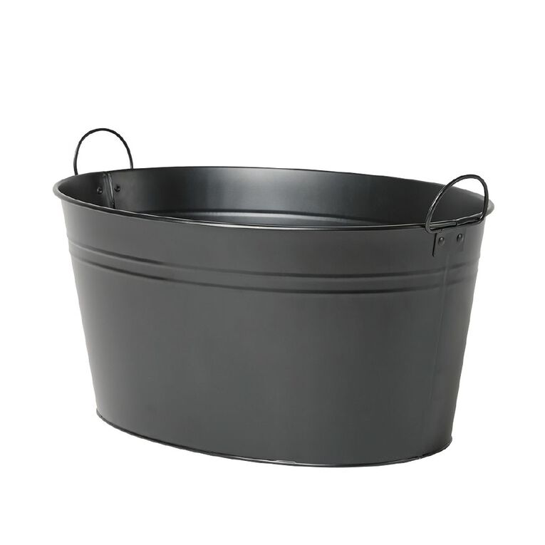 Living & Co Modern Oval Powder Coasted Steel Drinks Tub Black 24L, , hi-res