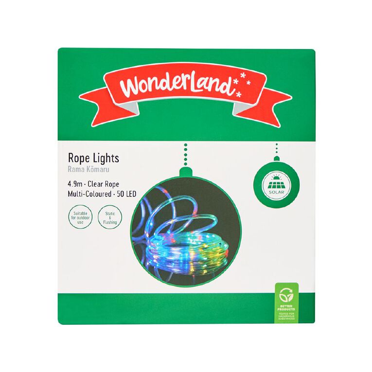 Wonderland Solar Rope Lights 50 LED Multi-Coloured, , hi-res