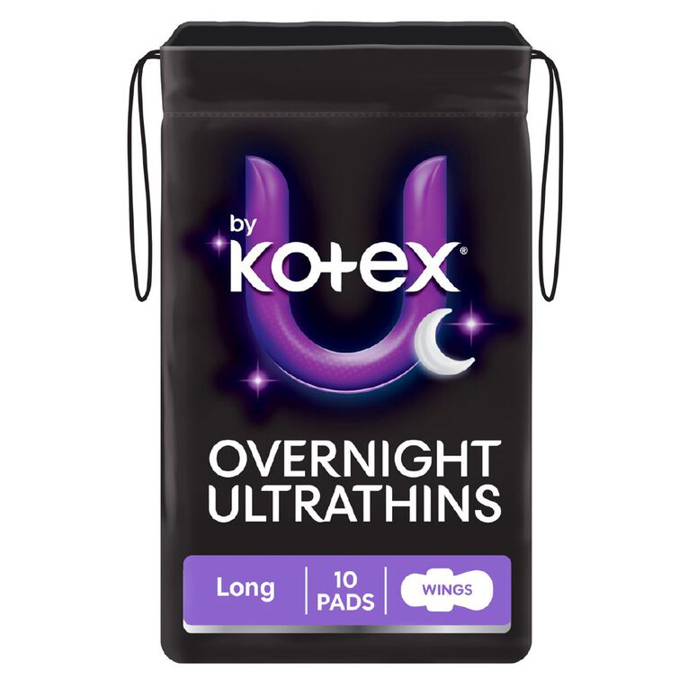 U By Kotex Overnight Ultra Thin Pads with Wings 10 Pack, , hi-res
