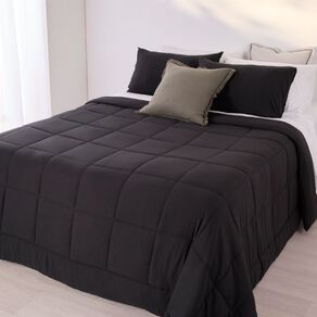 Living & Co Microfibre 3 Piece Comforter Set Black King