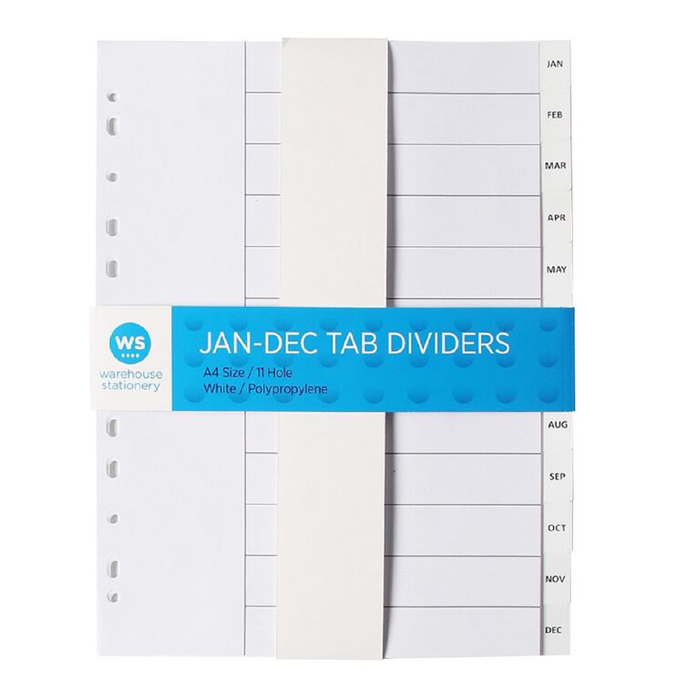 WS Jan-Dec Polypropylene Dividers, , hi-res