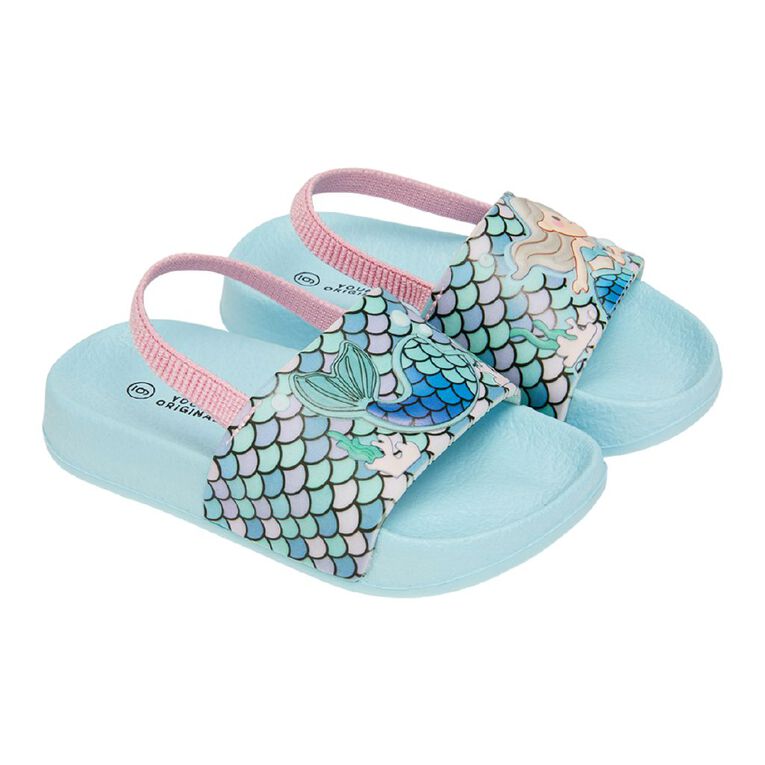 Young Original Junior Kids' Mermaid Slides, Blue Light, hi-res