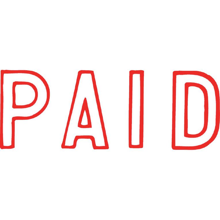 Xstamper Stamp Paid Outline Red Mid, , hi-res