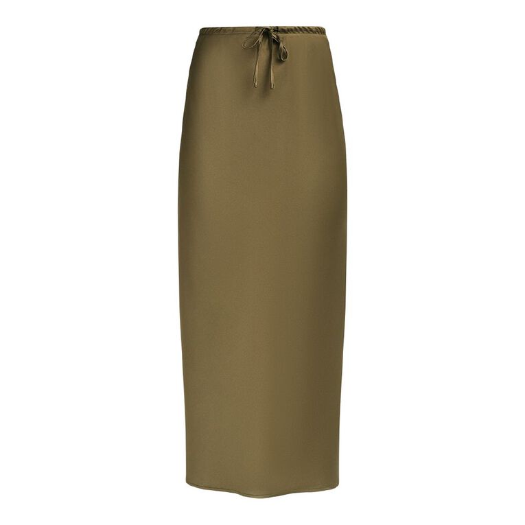 H&H Women's Satin Bias Skirt, Green Dark, hi-res
