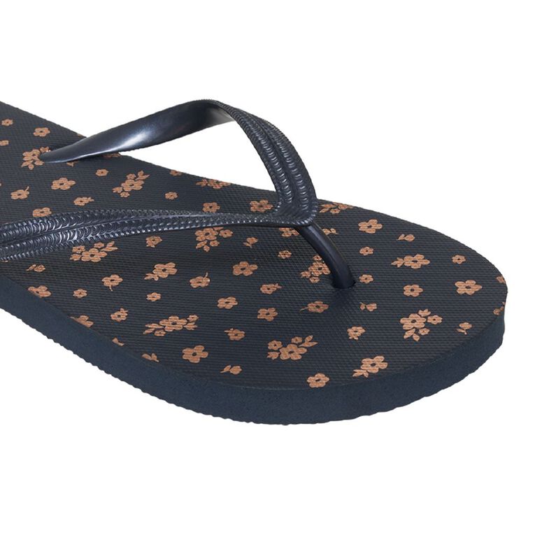 H&H Women's Recycled Printed Jandals, Blue Dark, hi-res