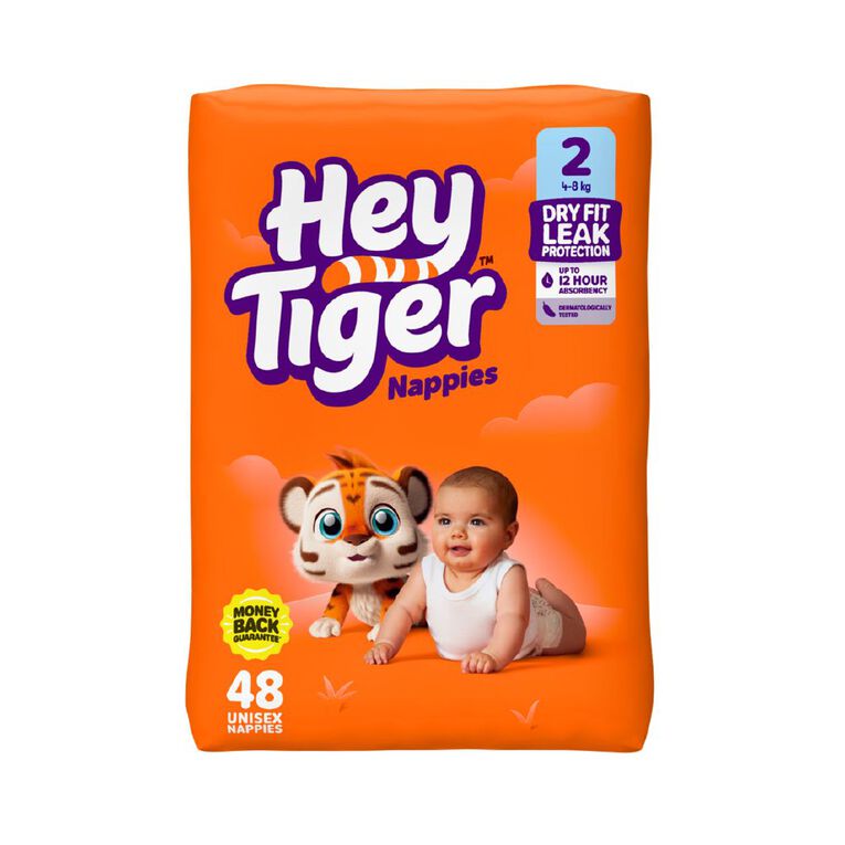 Hey Tiger Nappies Size 2 48 Piece, , hi-res
