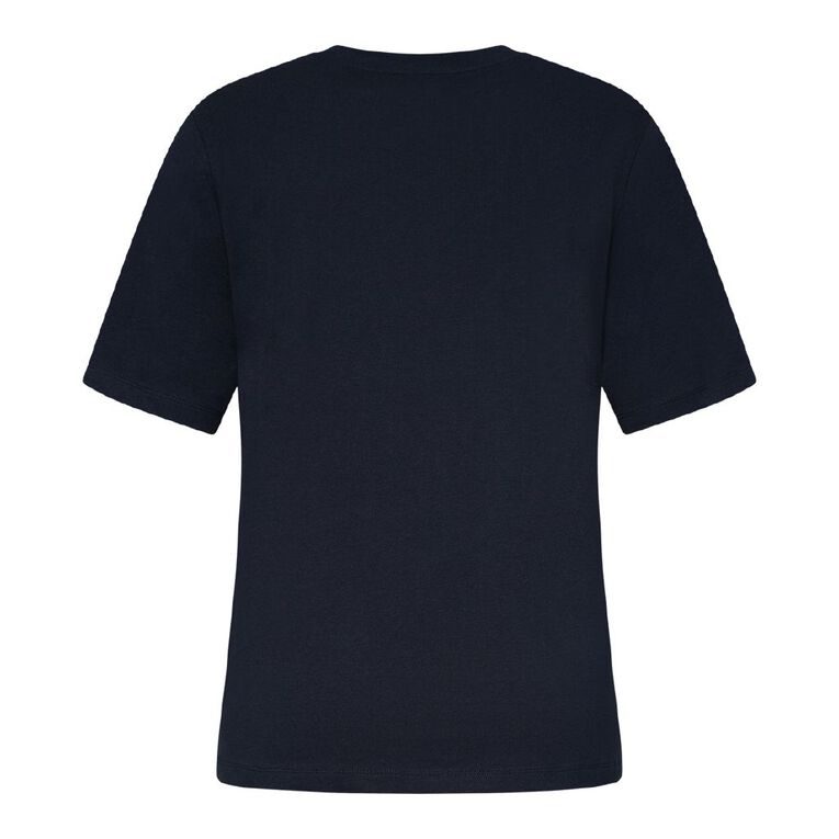 H&H Women's Short Sleeve Twist Front Tee, Navy, hi-res