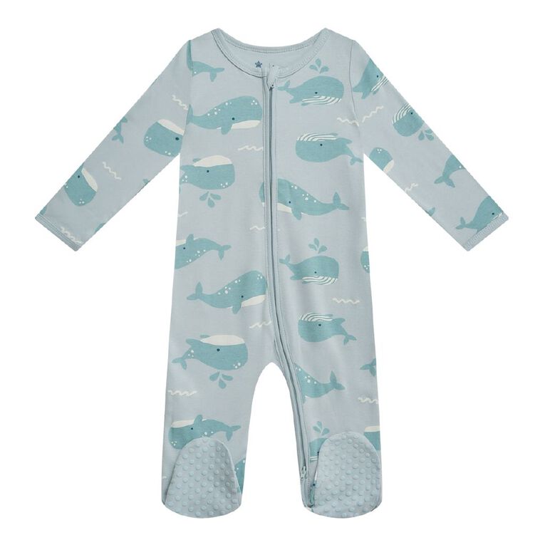 Young Original Babies' Zip-Thru Footed All-in-One, Blue Light, hi-res