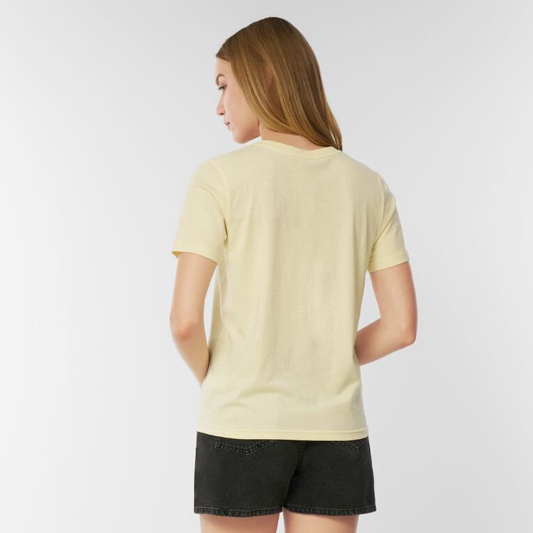 H&H Women's Short Sleeve Cotton V-Neck Tee, Yellow Light, hi-res