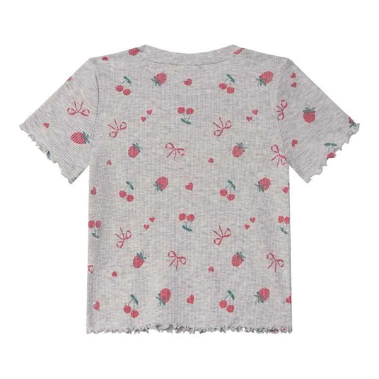 Young Original Short Sleeve All Over Print Rib Top, Grey Light, hi-res