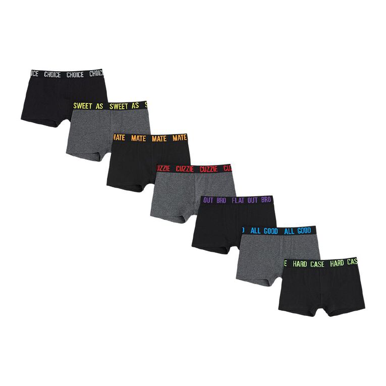 H&H Boy's Weekday Trunks 7 Pack, Grey Dark, hi-res