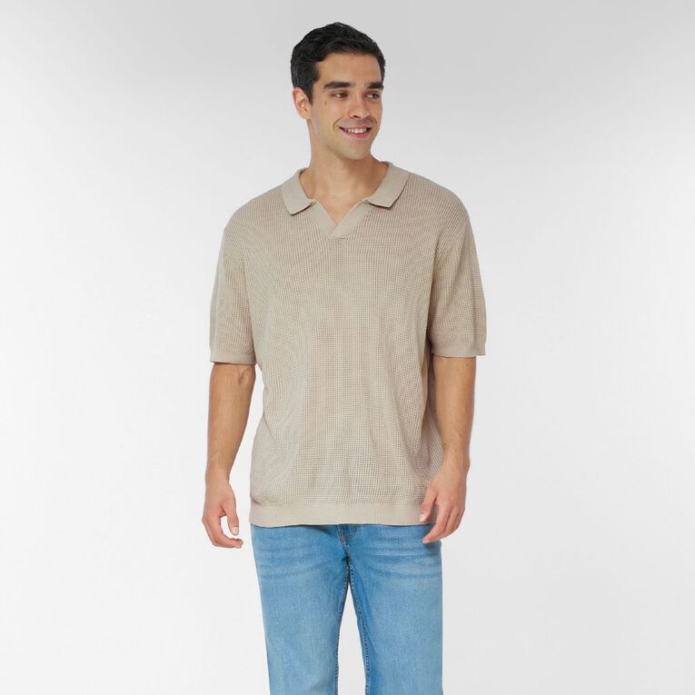 H&H Knitted Polo, Brown Light, hi-res