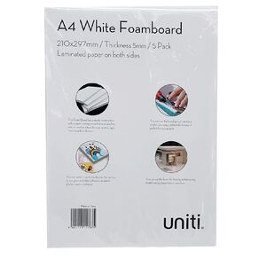 Uniti Foamboard 5mm A4 5 Pack