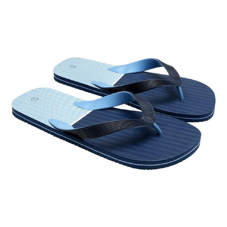 H&H Men's Double Plug Jandals, Blue, hi-res