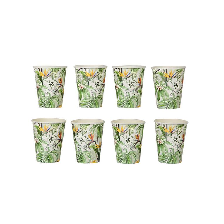 Party Inc Tropical Paper Cups 250ml Green Mid 8 Pack, , hi-res