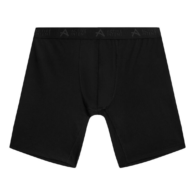 Active Intent Men's Performance Full Mesh Long Length Trunks, Black, hi-res