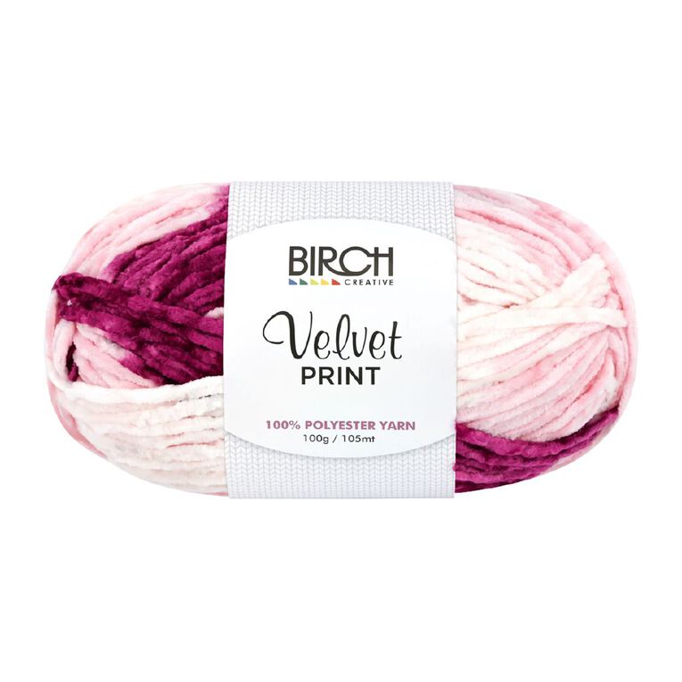 Birch Velvet Yarn 100% Polyester 100G Print Wine Mix, , hi-res