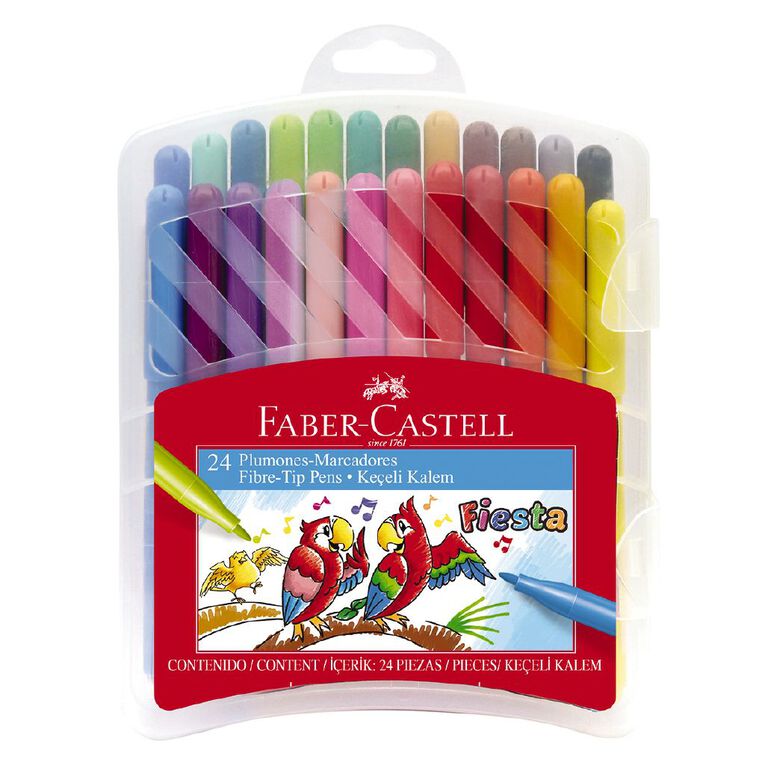 Faber-Castell Fiesta Fibre-tip Pens Plastic Case of 24, , hi-res