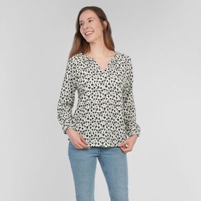 H&H Women's Long Sleeve V Neck Gathered Top
