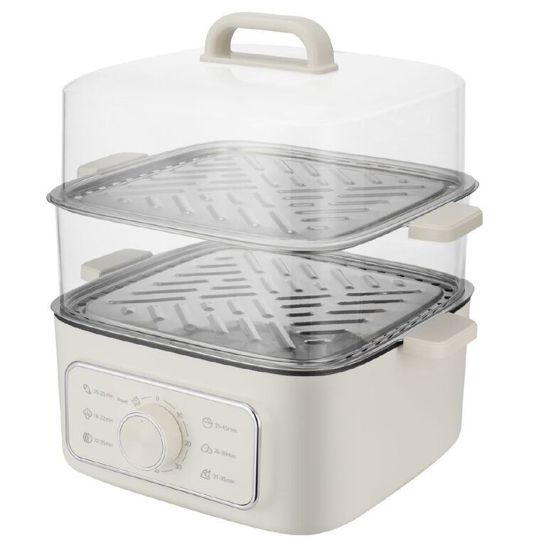 Living & Co 2 Tier Steamer Cream, , hi-res