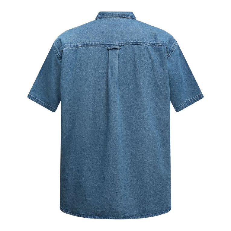 Garage Men's Short Sleeve Denim Shirt, Denim Mid, hi-res