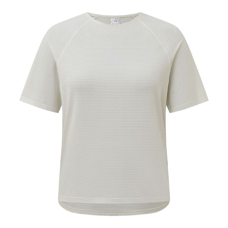 Active Intent Women's Boxy Mesh Tee, Cream, hi-res