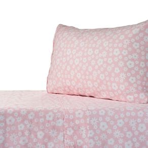 Living & Co Kids Sheet Set Washed Cotton Bloom Pink Single