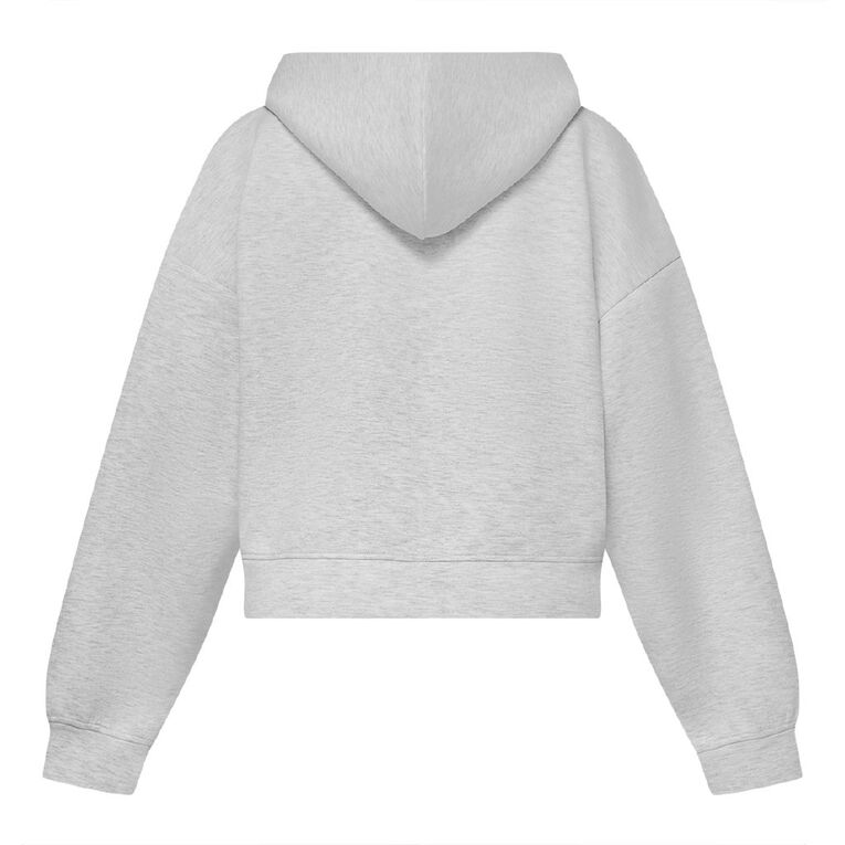 H&H Women's Zip Thru Cropped Scuba Hoodie, Silver, hi-res