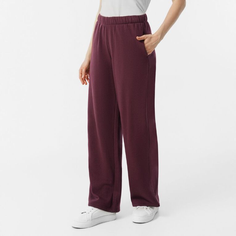 H&H Women's Wide Leg Track Pants, Red Dark, hi-res