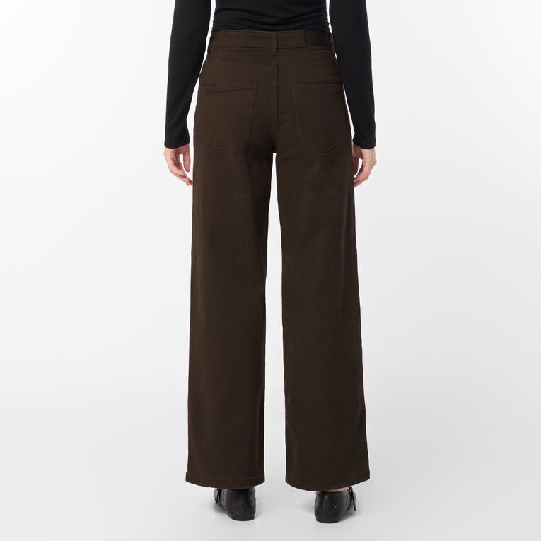 H&H Women's High Rise Wide Leg Jean, Brown Dark, hi-res