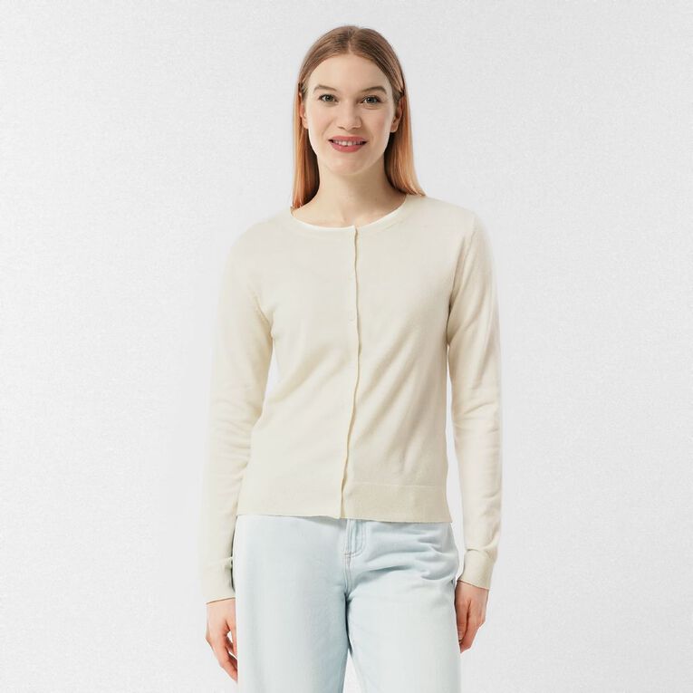 H&H Women's Essential Cardigan, Cream, hi-res