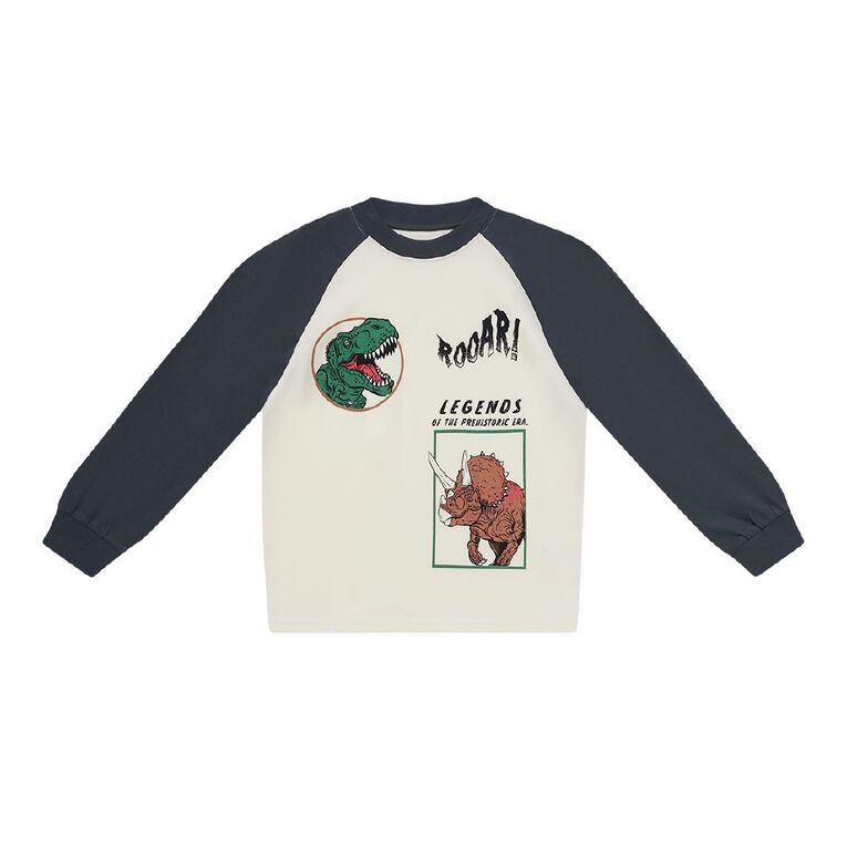 Young Original Long Sleeve Raglan Tee, Cream, hi-res