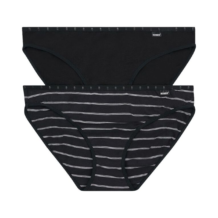 B FOR BONDS Women's Bikini Briefs 2 Pack, Black/White, hi-res